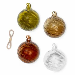 Enfant Ferm Living Décoration De Fête*Boule de noël Twirl en verre - Set de 4