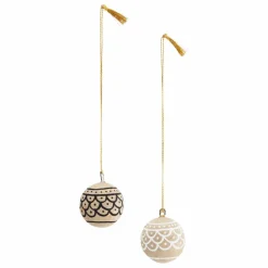 Outlet Boules de Noël en papier mâché - Set de 2 Enfant Décoration De Fête
