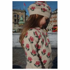 Sale Konges Sløjd Béret Belou Roses Coton Bio | Ecru