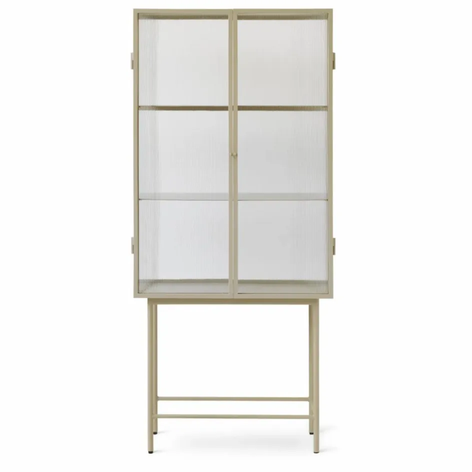 Clearance Ferm Living Buffet Haze, en verre strié et métal | Beige
