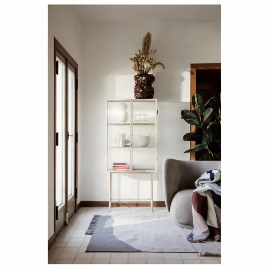 Clearance Ferm Living Buffet Haze, en verre strié et métal | Beige