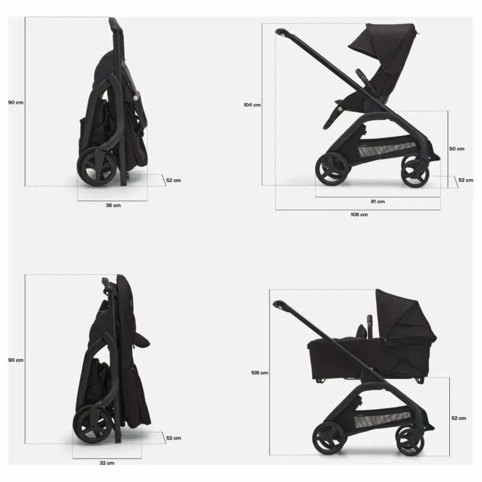Bugaboo Poussettes|Puériculture*Dragonfly Poussette citadine complète châssis graphite |