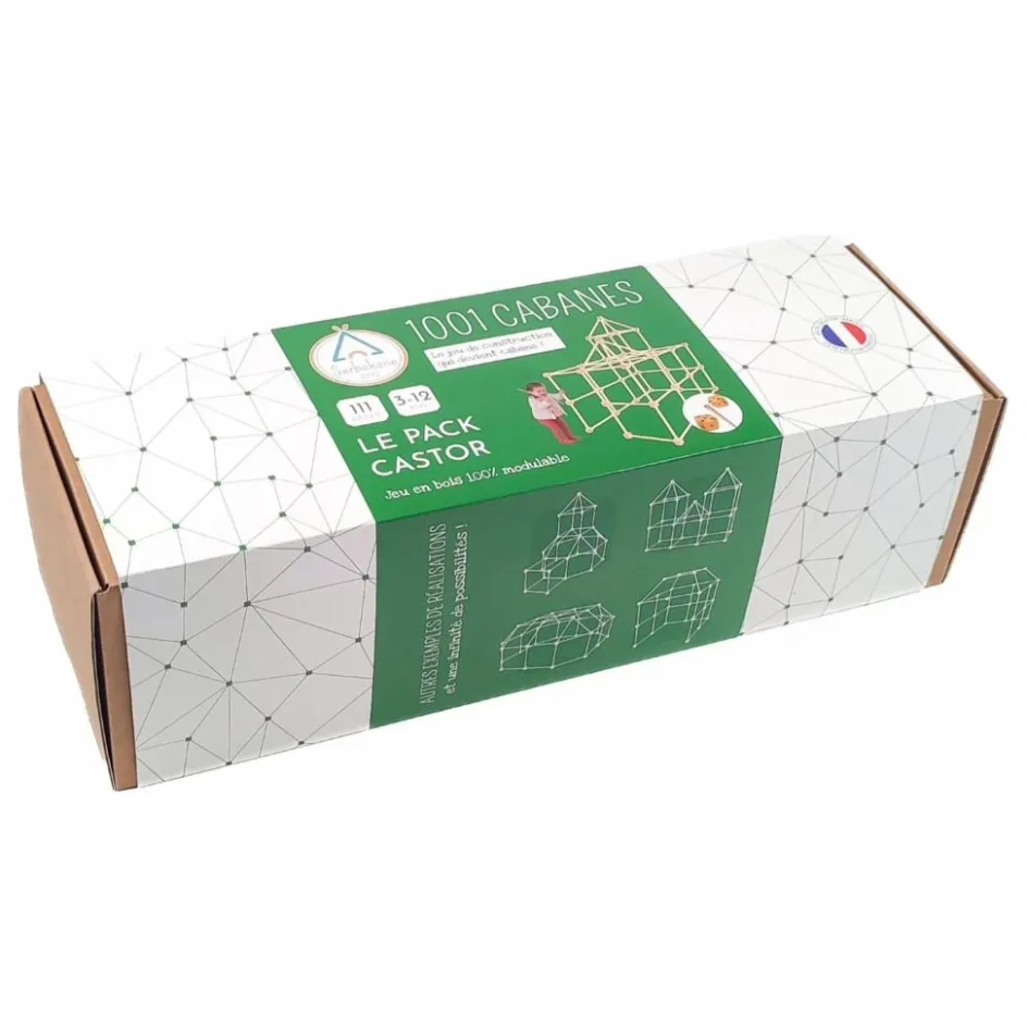 Discount Sarbakane Cabane à construire - Pack Castor - 111 pièces Bois clair