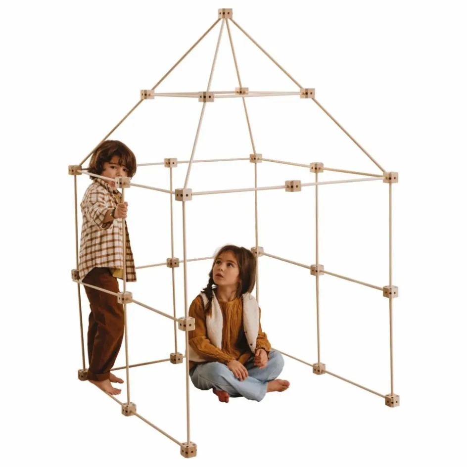 Discount Sarbakane Cabane à construire - Pack Castor - 111 pièces Bois clair