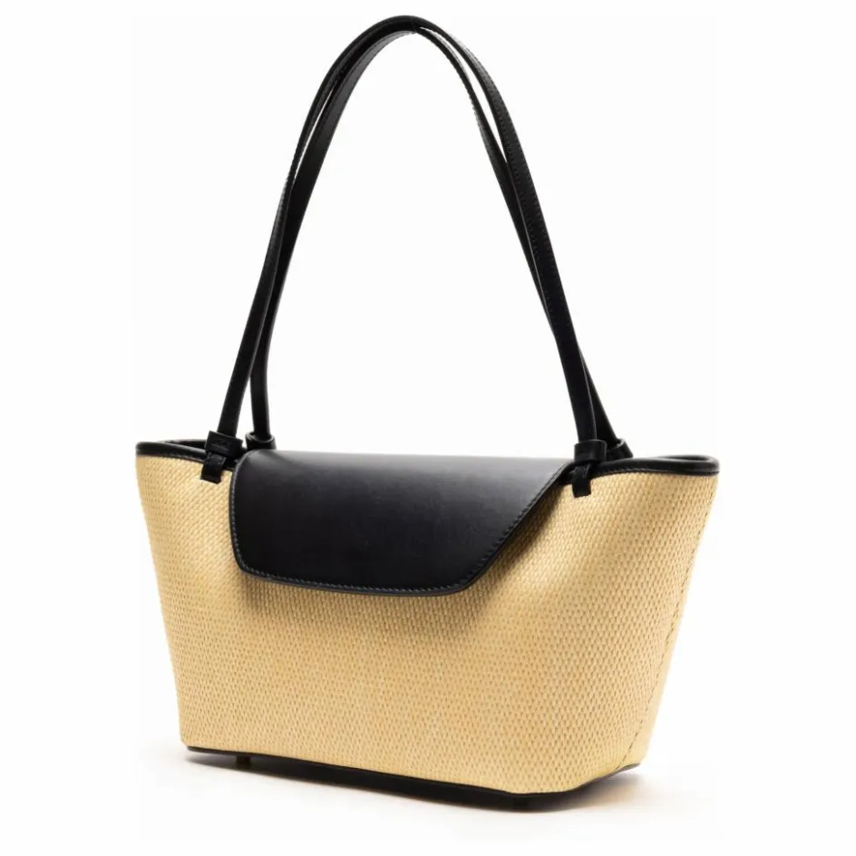 Elleme Cabas Courrier Raphia et Cuir ||Femme Cabas