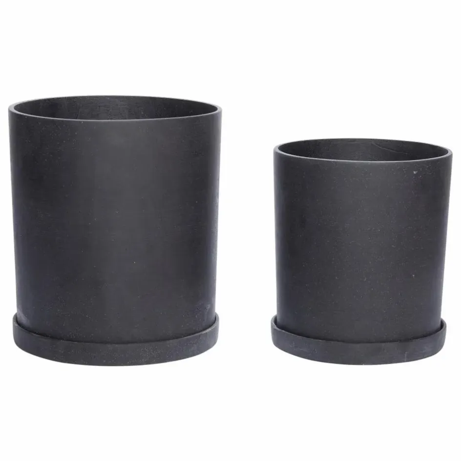 Clearance Hübsch Cache-pots - Set de 2 Noir
