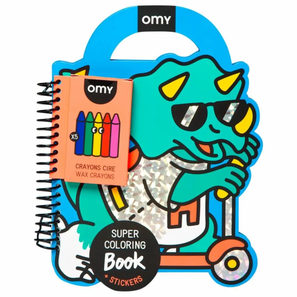 Omy Cahier de coloriage avec stickers Dino| Loisirs Créatifs
