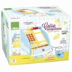 Discount Vilac Caisse enregistreuse en bois et ses accessoires Multicolore