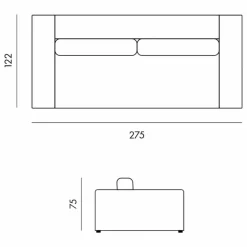Panac Edition Canapé 4 places Bellechasse en velours gratté - 275 cm || Canapés, Fauteuils