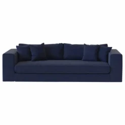 Sale Panac Edition Canapé 3 places Bellechasse en velours brut - 245 cm | Bleu marine