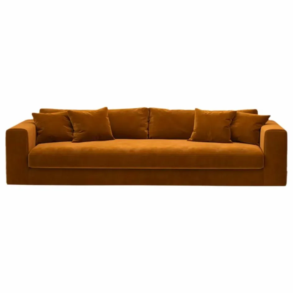 New Panac Edition Canapé 4 places Bellechasse light en velours gratté - 260 cm | Cognac