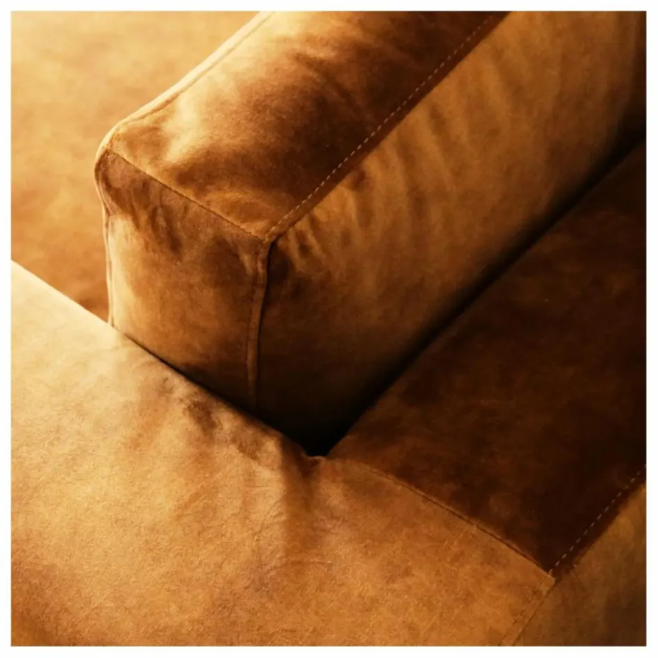 New Panac Edition Canapé 4 places Bellechasse light en velours gratté - 260 cm | Cognac