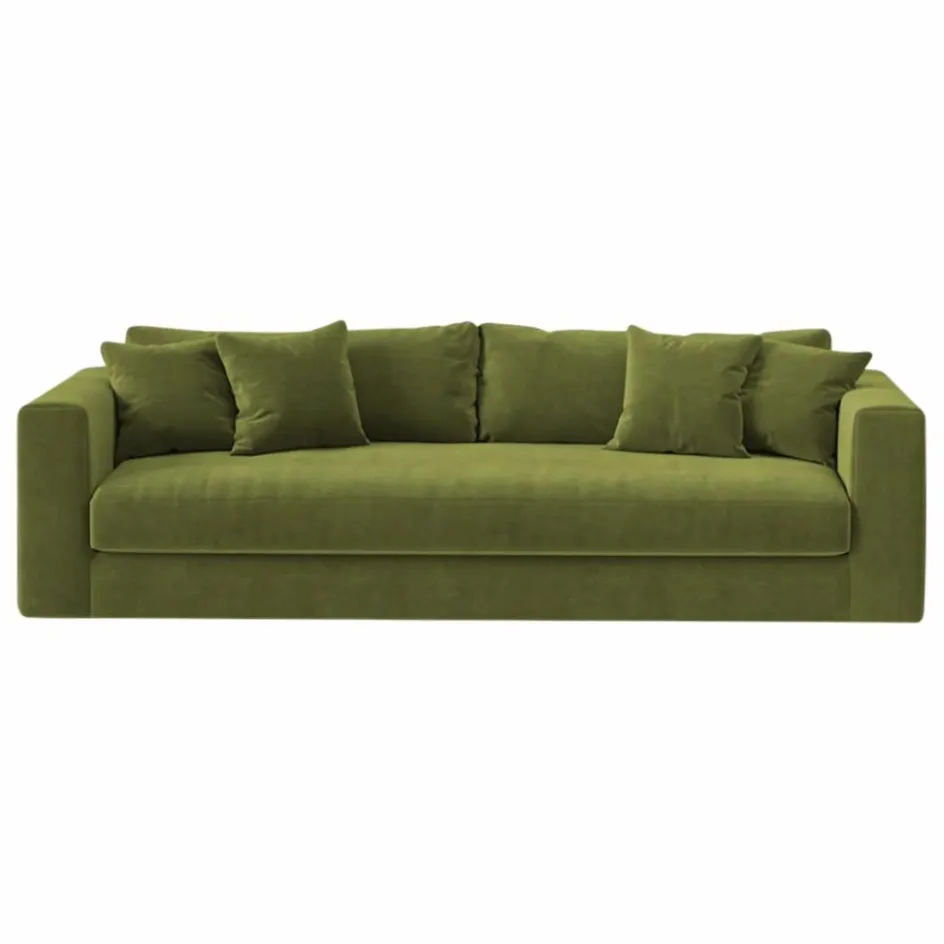 Best Panac Edition Canapé 3 places Bellechasse light en velours brut - 240 cm | Vert mousse
