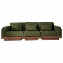 Outlet Gabrielle Paris Canapé 3 places Georges le Confortable avec accoudoirs | Vert kaki