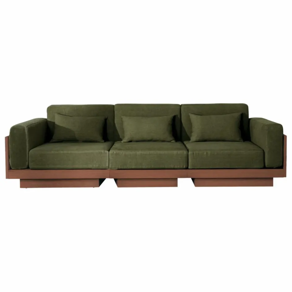 Outlet Gabrielle Paris Canapé 3 places Georges le Confortable avec accoudoirs | Vert kaki