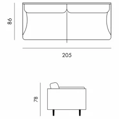 Best Panac Edition Canapé 3 places Isly en tissu chiné - 205 cm | Gris