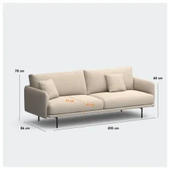 Panac Edition Canapé 3 places Isly en velours gratté - 205 cm || Canapés, Fauteuils