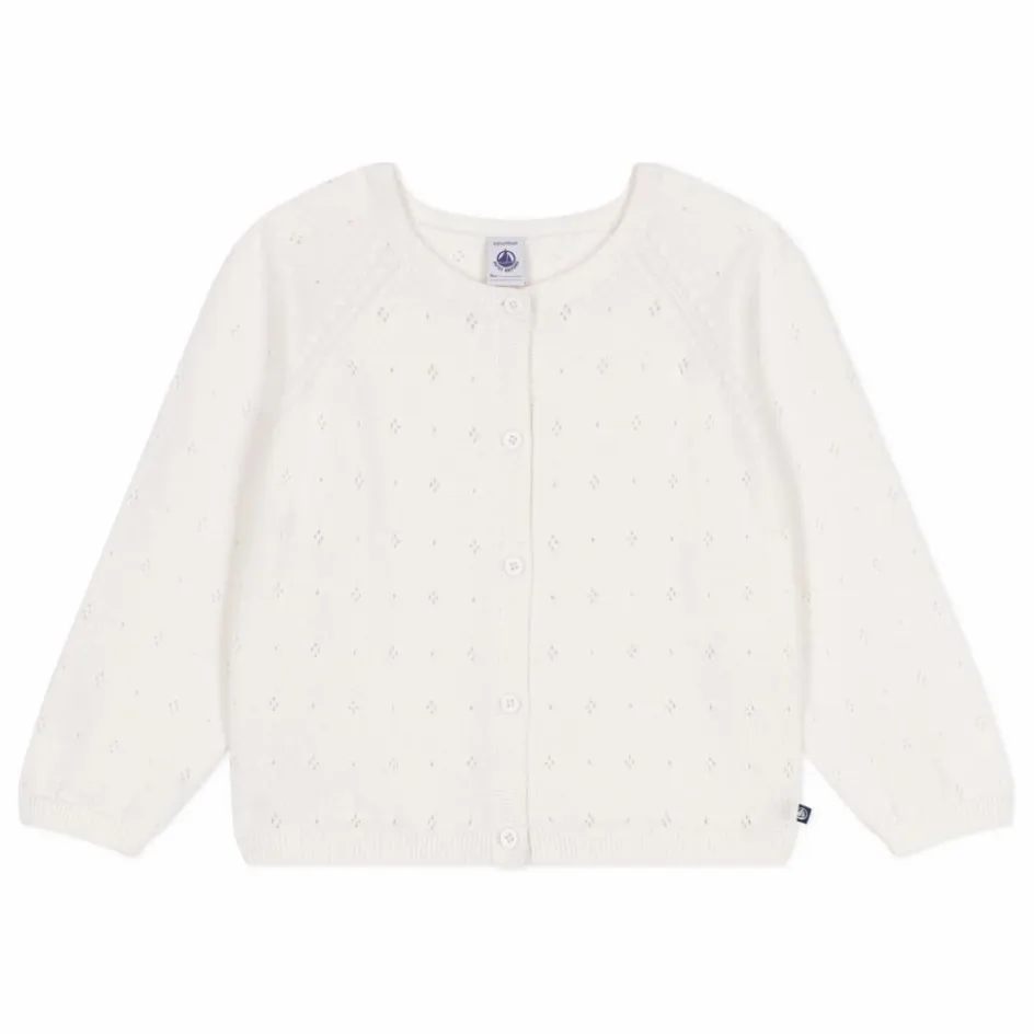 Outlet Petit Bateau Cardigan Botricot Coton Bio | Blanc