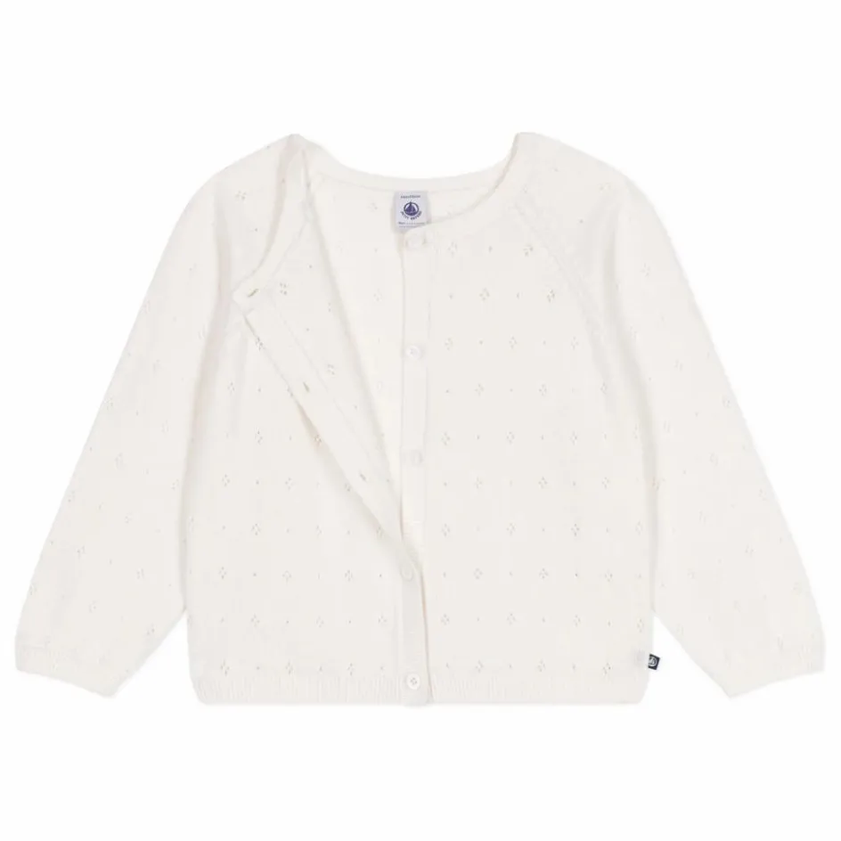 Outlet Petit Bateau Cardigan Botricot Coton Bio | Blanc