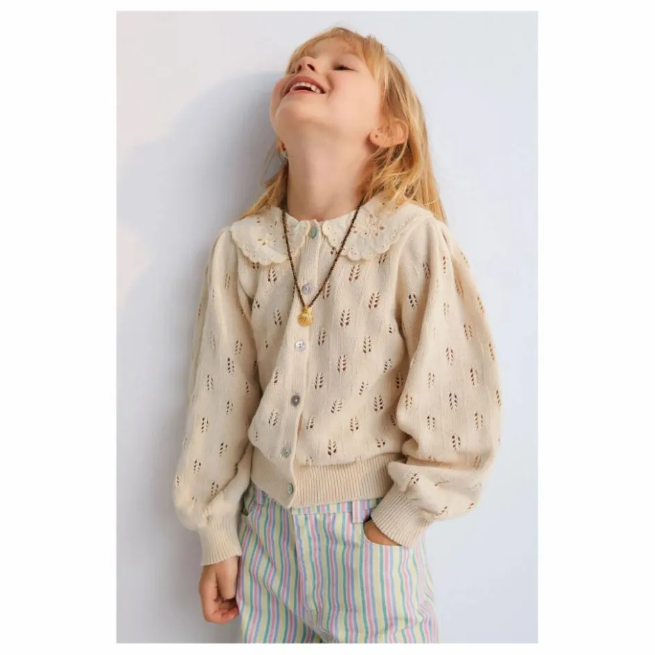 the new society Cardigan Fleurs Col Dentelle Marina Baby Coton Bio || Pulls, Gilets