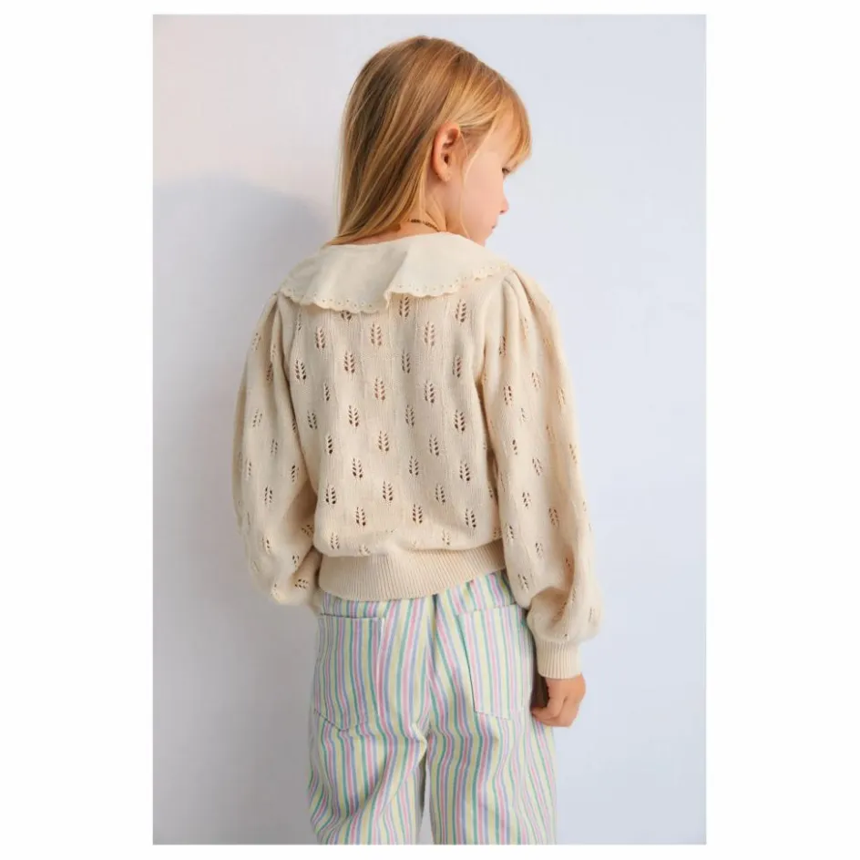the new society Cardigan Fleurs Col Dentelle Marina Baby Coton Bio || Pulls, Gilets