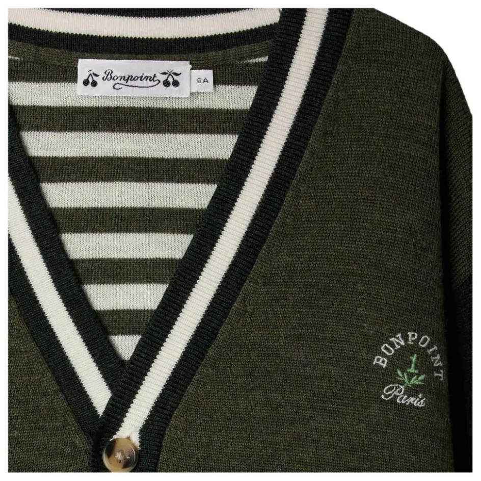 Clearance Bonpoint Cardigan Julian Laine | Vert kaki