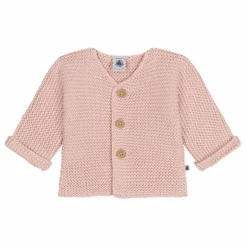 New Petit Bateau Cardigan Mafa Point Mousse | Rose poudré