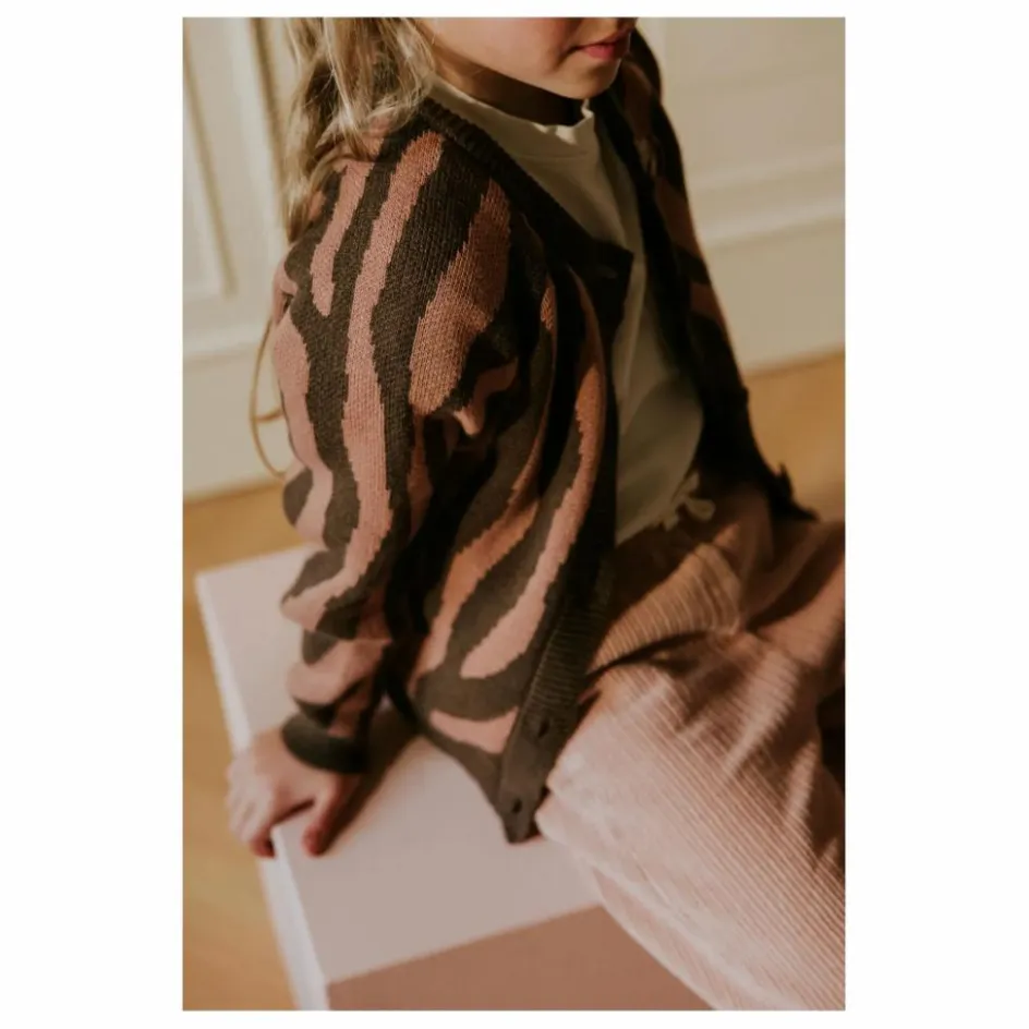 Enfant Yuki Pulls, Gilets*Cardigan Raglan Zèbre Coton Bio |