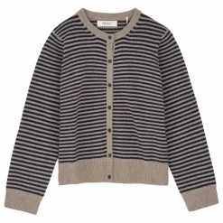 New Skall Studio Cardigan Senna Rayé Laine Mérinos | Beige foncé