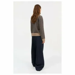 New Skall Studio Cardigan Senna Rayé Laine Mérinos | Beige foncé