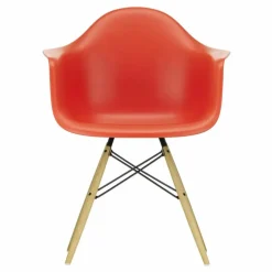 Outlet Vitra Chaise DAW - piétement érable - Charles & Ray Eames | Rouge coquelicot