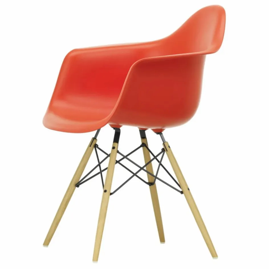 Outlet Vitra Chaise DAW - piétement érable - Charles & Ray Eames | Rouge coquelicot