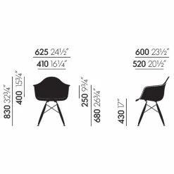 Vitra Chaises, Tabourets, Bancs*Chaise DAW - piétement érable - Charles & Ray Eames |