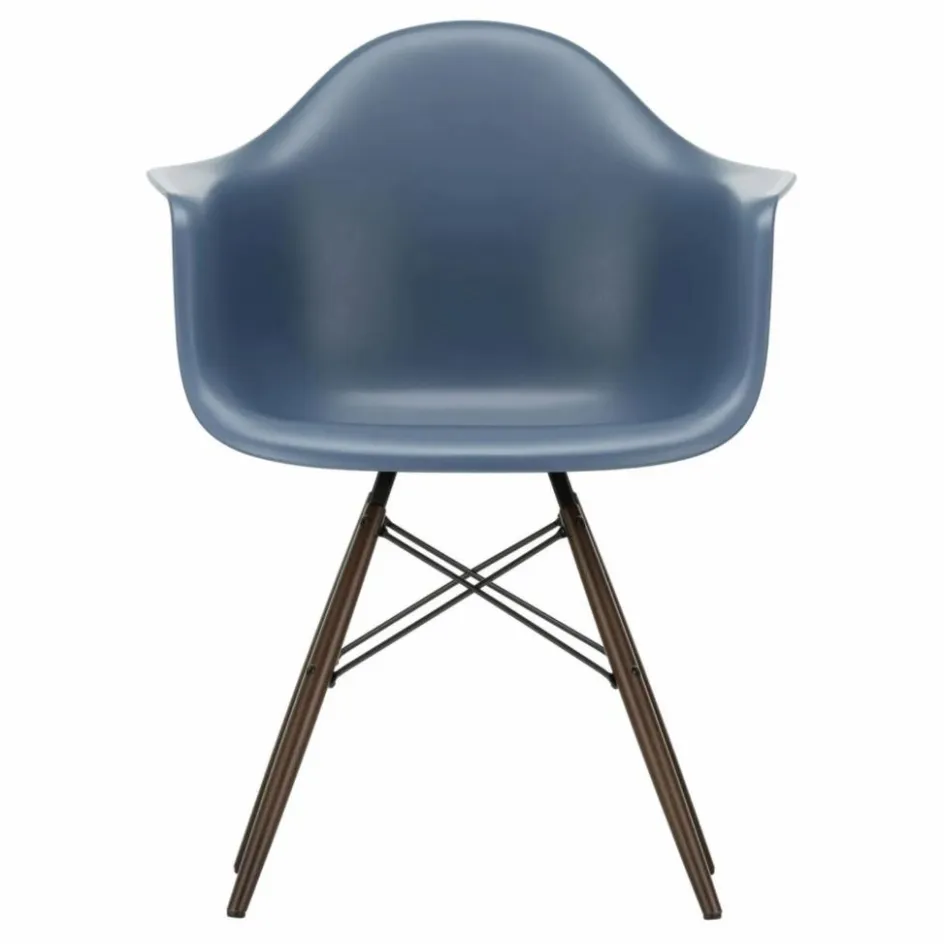 New Vitra Chaise DAW - piétement érable - Charles & Ray Eames | Bleu de mer