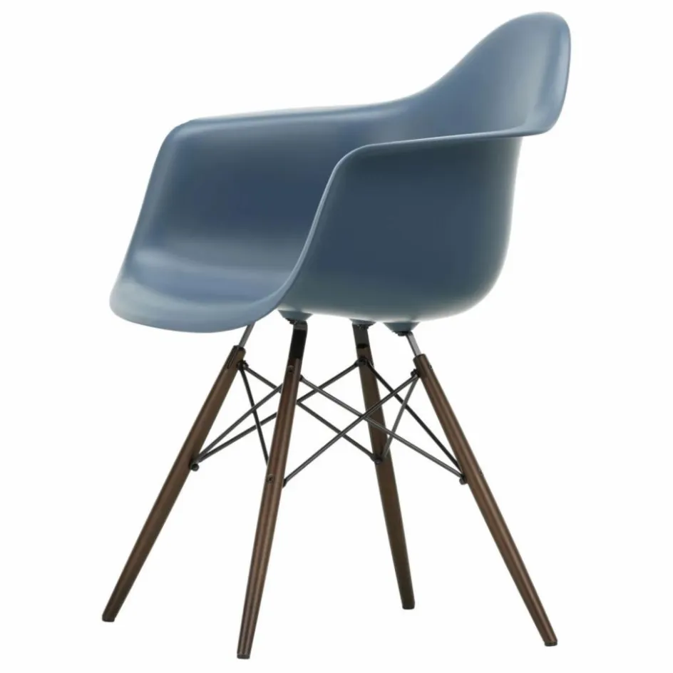 New Vitra Chaise DAW - piétement érable - Charles & Ray Eames | Bleu de mer