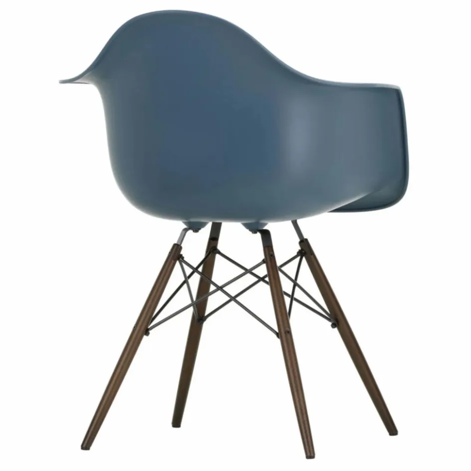 New Vitra Chaise DAW - piétement érable - Charles & Ray Eames | Bleu de mer
