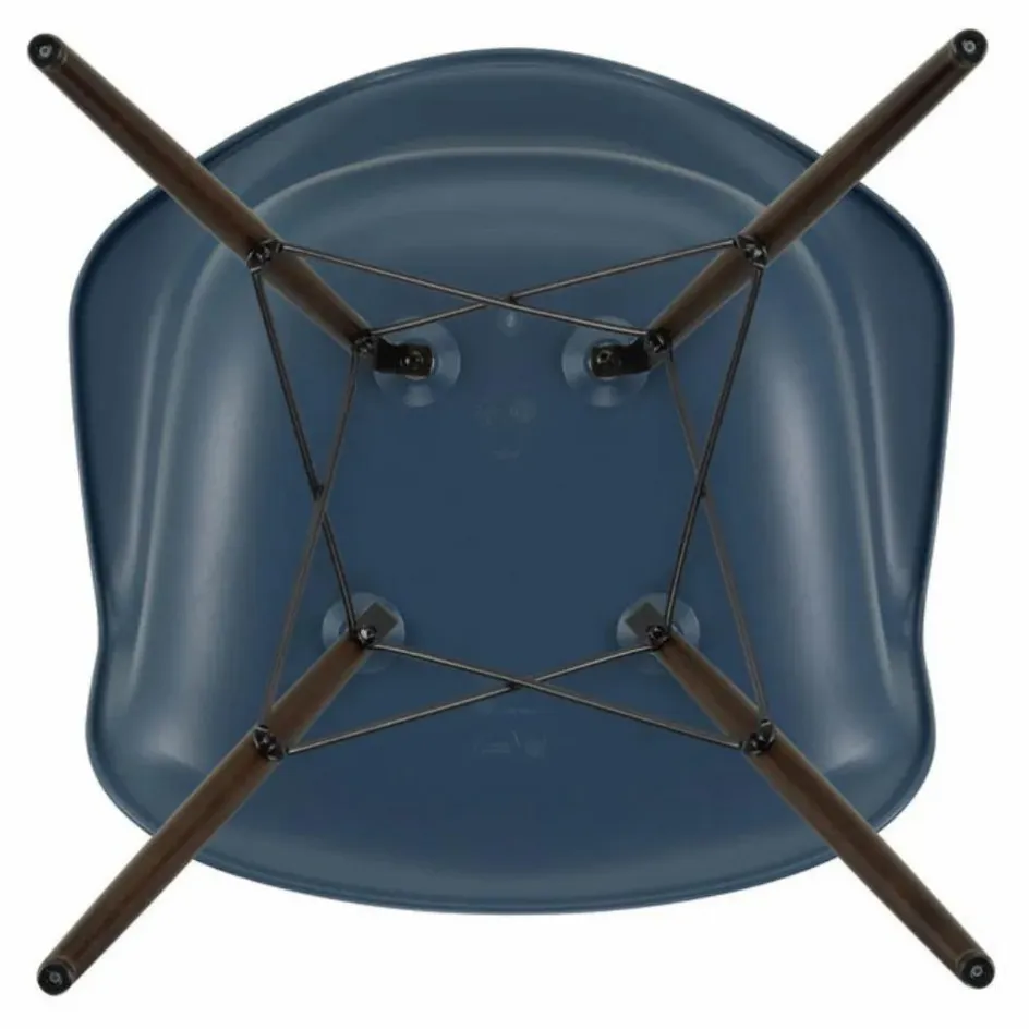 New Vitra Chaise DAW - piétement érable - Charles & Ray Eames | Bleu de mer