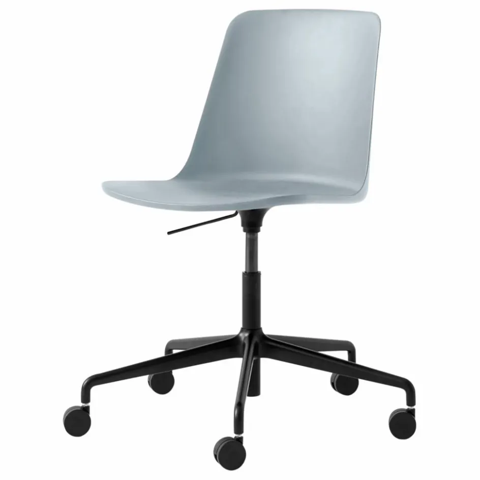 Best & Tradition Chaise de bureau Rely HW28, piètement noir - Hee Weeling | Bleu gris