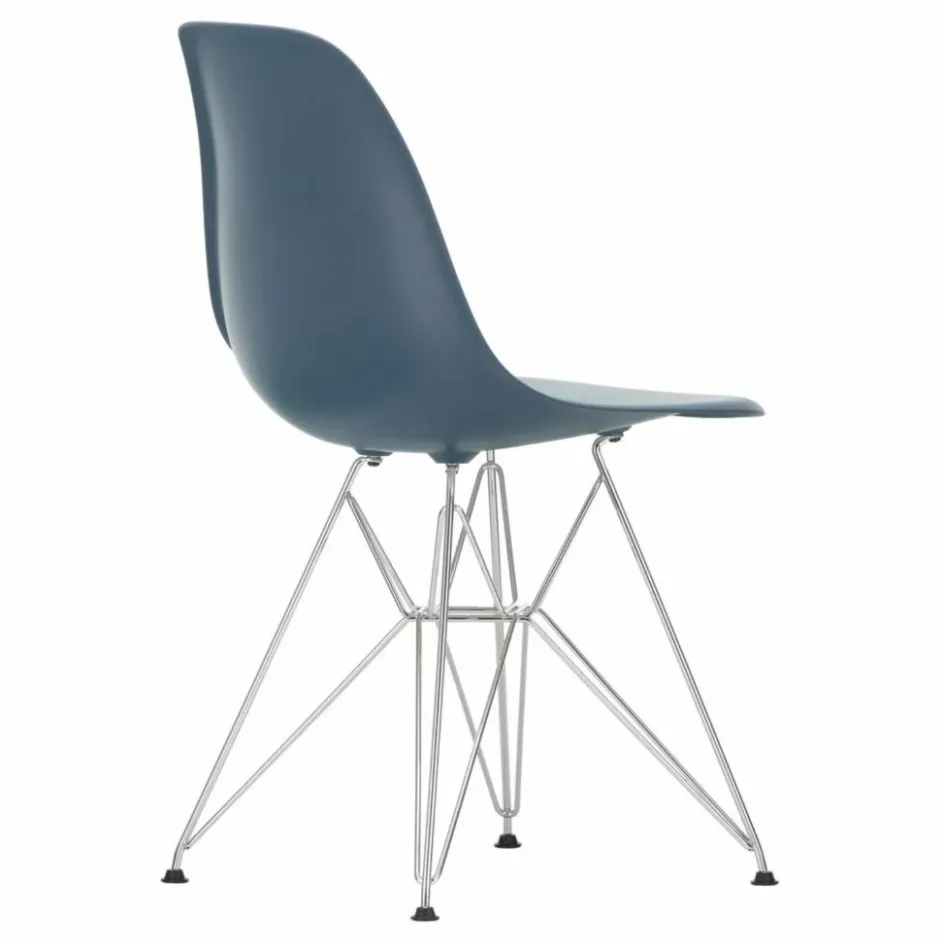 Hot Vitra Chaise DSR Plastic - piètement Chromé - Charles & Ray Eames | Bleu de mer