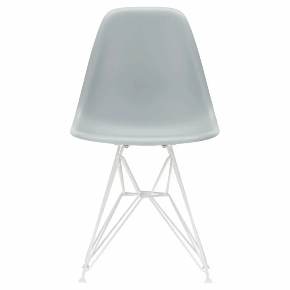 Vitra Chaise DSR Plastic - piètement blanc epoxy - Charles & Ray Eames | Gris clair