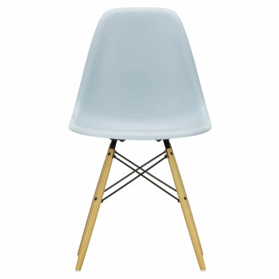 New Vitra Chaise DSW plastic - piètement érable - Charles & Ray Eames | Gris bleuté