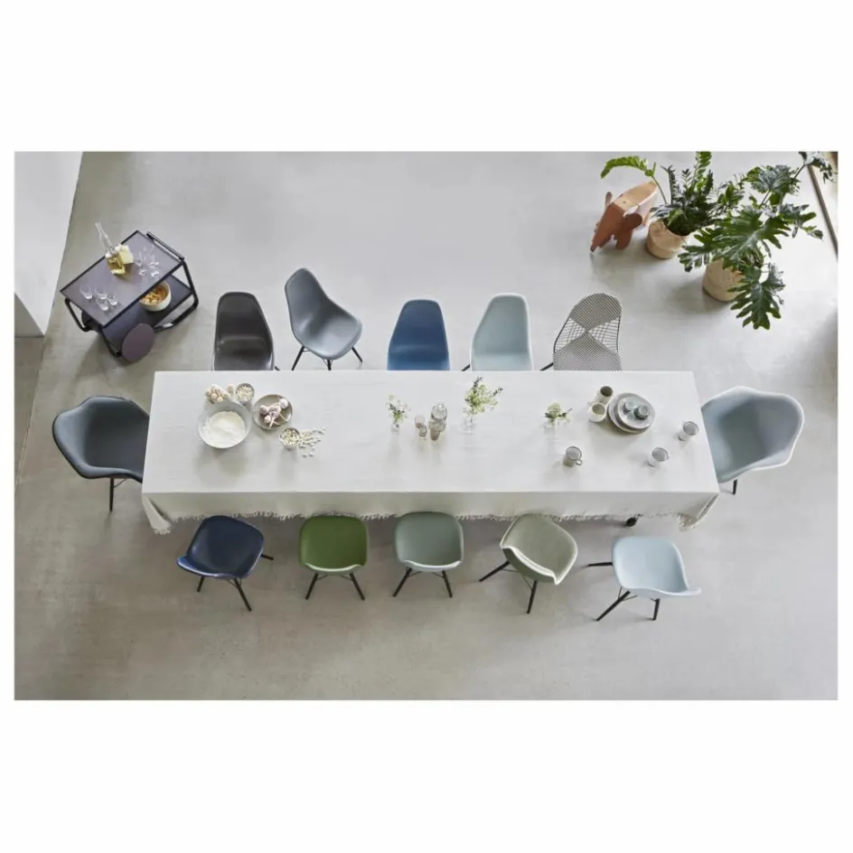New Vitra Chaise DSW plastic - piètement érable - Charles & Ray Eames | Gris bleuté