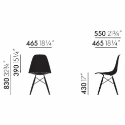 New Vitra Chaise DSW plastic - piètement érable - Charles & Ray Eames | Gris bleuté