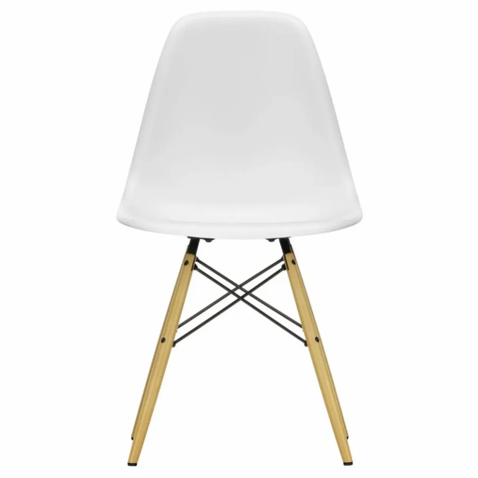 Best Vitra Chaise DSW plastic - piètement érable - Charles & Ray Eames | Blanc