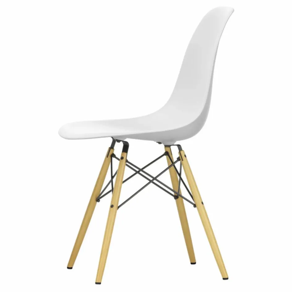 Best Vitra Chaise DSW plastic - piètement érable - Charles & Ray Eames | Blanc