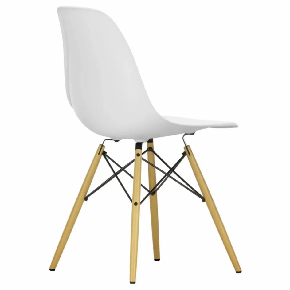 Best Vitra Chaise DSW plastic - piètement érable - Charles & Ray Eames | Blanc