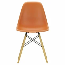 Clearance Vitra Chaise DSW plastic - piètement érable - Charles & Ray Eames | Orange Rouille