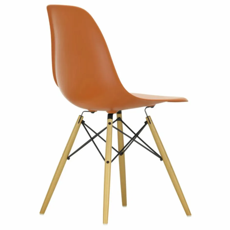 Clearance Vitra Chaise DSW plastic - piètement érable - Charles & Ray Eames | Orange Rouille