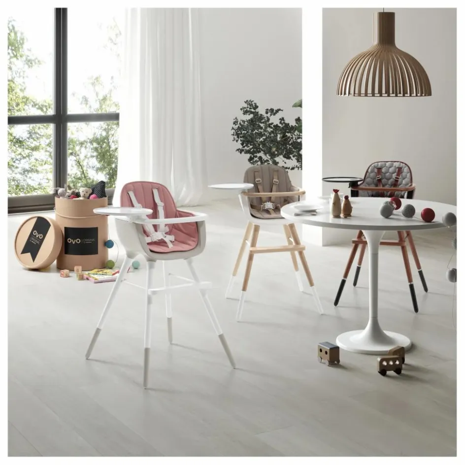 Micuna Chaise haute OVO LUXE ONE harnais en simili cuir beige || Chaises Hautes|Chaises Hautes, Transats