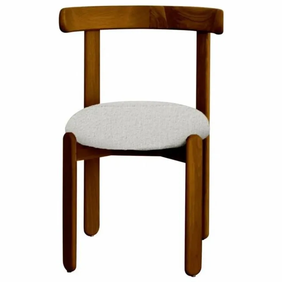 Gabrielle Paris Chaise Lilas en bois finition Teck, assise en bouclette || Chaises, Tabourets, Bancs